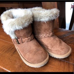 Microsuede Boots with Faux Fur Lining